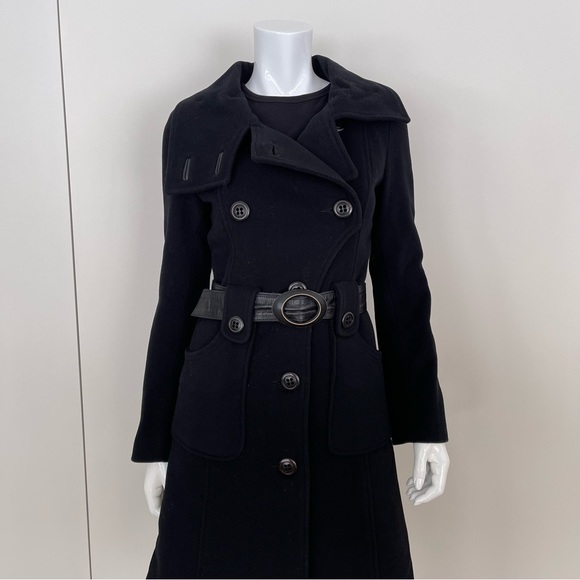 MACKAGE Military Style Belted Wool Coat in Black - Picture 2 of 12